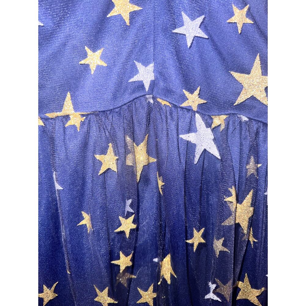 Bloomchic Plus Size 18-20/2X Blue Gold Silver Glitter Star Sweetheart Maxi Dress - Picture 4 of 8